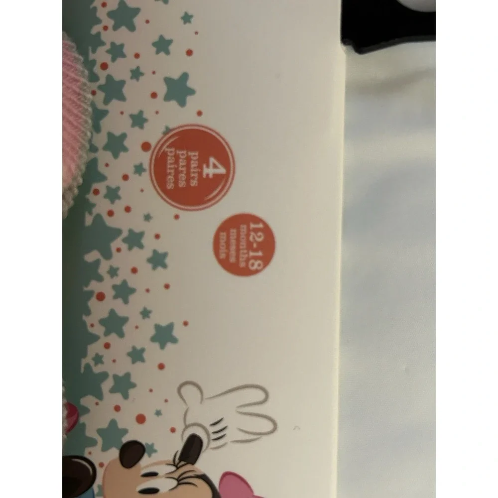 Disney Baby Minnie Mouse Baby Booties 4 Pair Set Size 12-18 Months Pink-Gray NEW